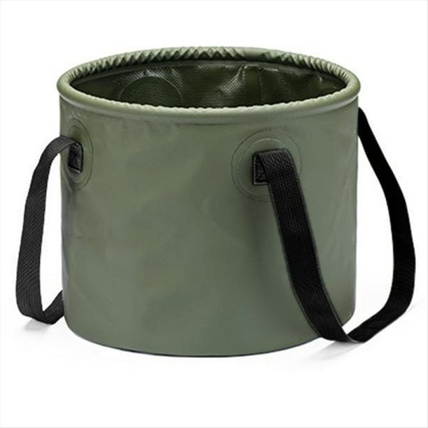 Cubo Plegable para Acampar, Cubo de Pesca Portátil Multifuncional, Cubo de Agua Telescópico Montado en el Vehículo, Color Verde