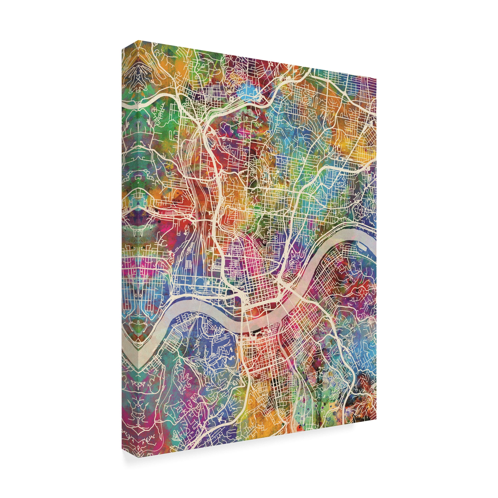 Trademark Fine Art 'Cincinnati Ohio City Map' Canvas Art by Michael Tompsett