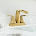thumbnail image 2 of PARLOS 2 Handles Waterfall Bathroom Faucet with Pop-up Drain and Faucet Supply Lines, Brushed Gold, 2 of 9