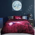 thumbnail image 2 of PiccoCasa 2Pcs Polyester Duvet Cover Set Galaxy Sky Bedding Sheet, Twin, Red, 2 of 6