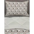 thumbnail image 3 of Sheep Comforter & Sham Bedding Set, Continuous Jumping Furry Animal Counting to Sleep Theme Pattern, 3 pcs Duvet Set Microfiber Filling Quilt, 5 Sizes, Pale Tan Charcoal Grey, by Ambesonne, 3 of 4