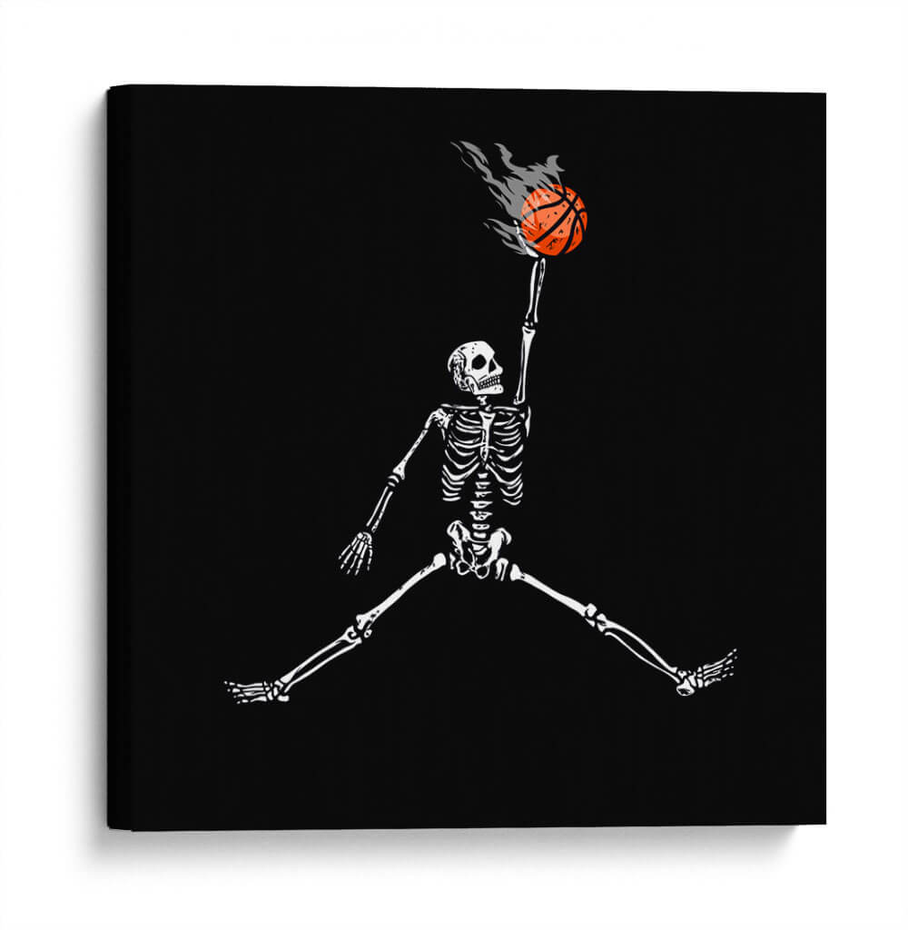 Canvas Wall Art Print by Canvas Lab. 12 x 12 in. More sizes available.  Ready to hang. 'Skeleton Dunk' by David Aste. Art subject: Black and  White,Sports,Gamers,Humor,Hype,Pop Art. - Walmart.com - Walmart.com