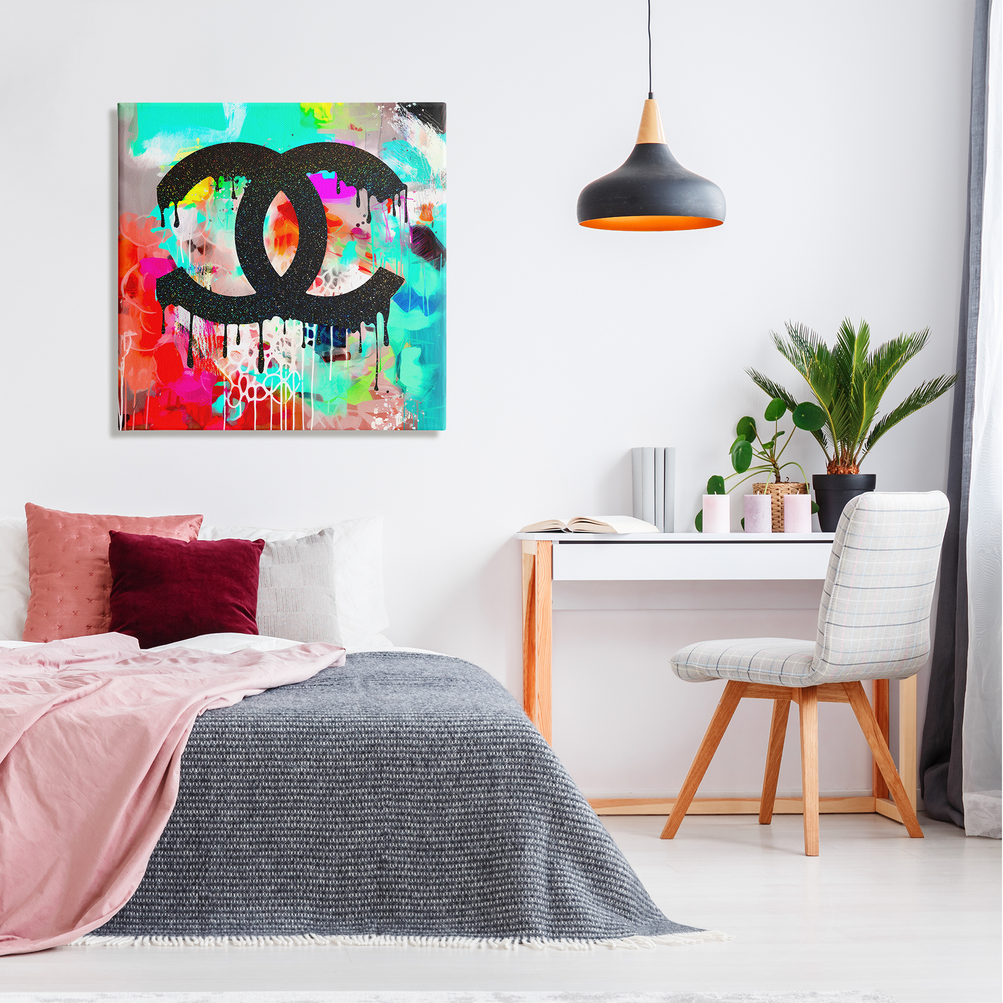 Stupell Industries Glam Drip on Graffiti Abstract Painting Gallery Wrapped Canvas Print Wall Art, 30 x 30