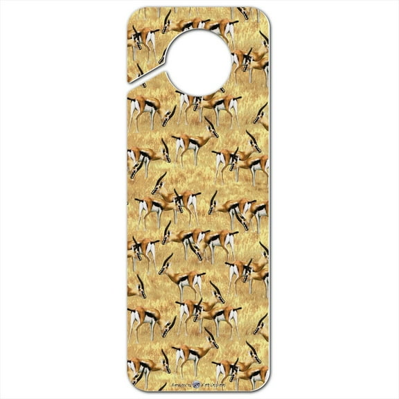 African Plains Gazelle Herd Grazing Pattern Plastic Door Knob Hanger Sign