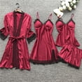 thumbnail image 1 of Pijamas sexys para mujer, conjunto de cuatro piezas, pijamas con tirantes estilo coreano, ropa de casa para mujer con camisón con almohadilla para el pecho, 1 of 5