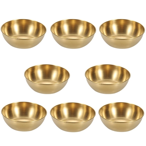 MGGi 8 platos de salsa de acero inoxidable de 3,3 pulgadas, redondos, mini platillos individuales, cuencos para condimentos, cuencos de sushi, platos de aperitivo para guarniciones de sushi, postre, s