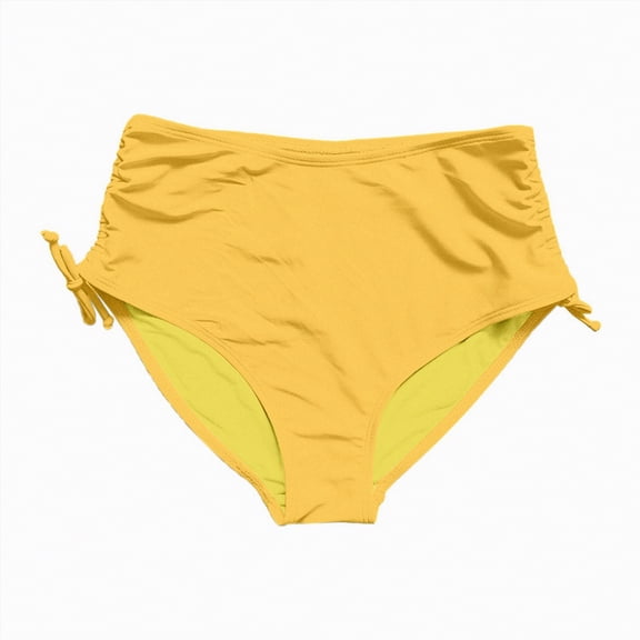 Ccpelsie Women's High Waisted Bikini Bottom Full Coverage Bathing Suit Swim Bottoms Tummy Control Swimsuit Shorts(Yellow,2XL)