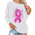 thumbnail image 2 of Lilgiuy Womens Fight Breast Cancer Sweatshirt Pink Ribbon Print Pullover Loose Fit Tops Casual Long Sleeves Crewneck Sweatshirt (S-2XL), 2 of 5