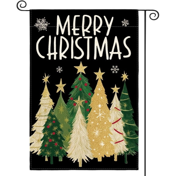 Red Winter Holiday Garden Flag 12x18 Inch Double Sided Merry Christmas Christmas Trees Outdoor Yard Decor