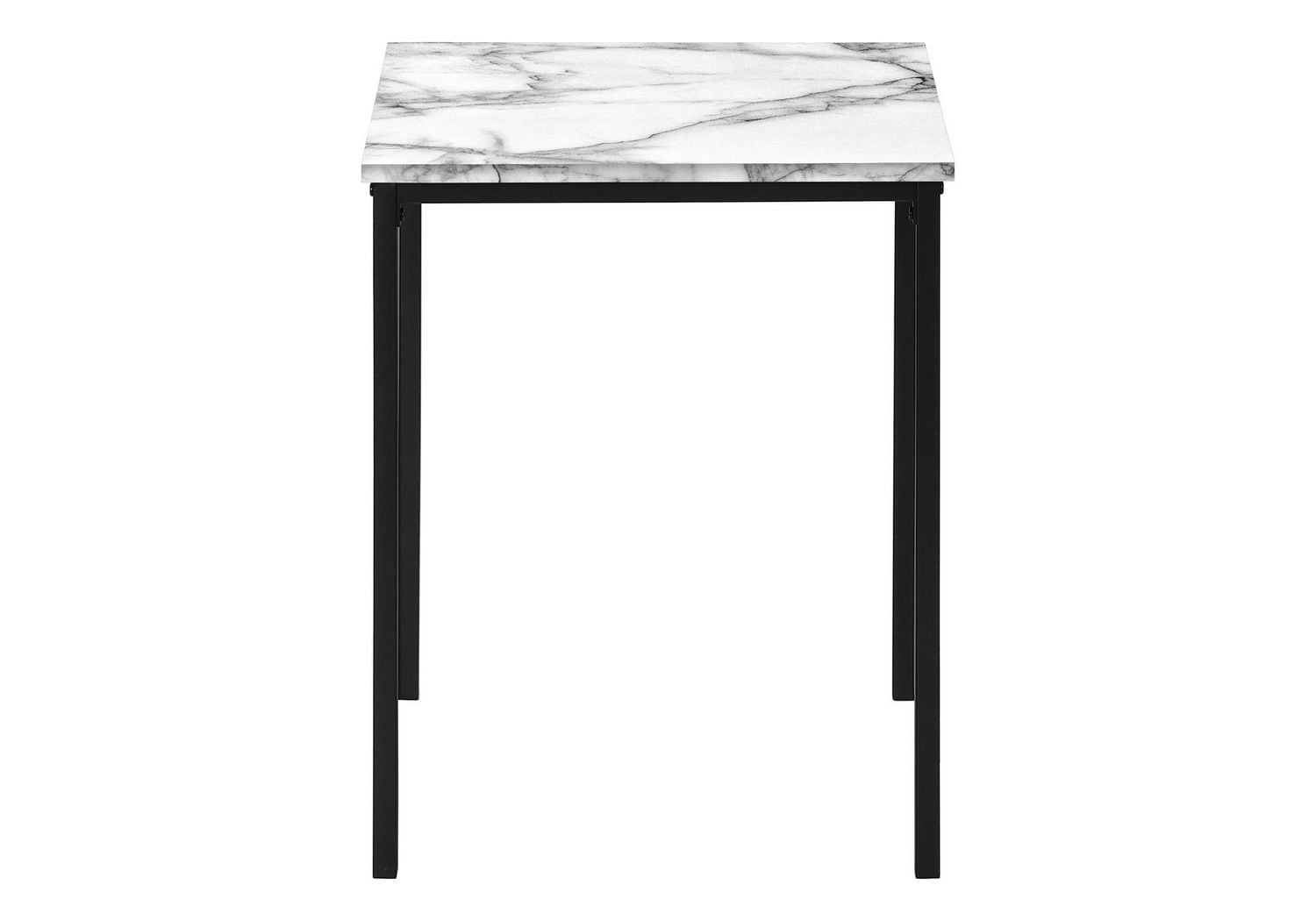 Monarch Specialties  Ensemble De Tables, Ensemble De 3 Pièces, Café, Bout, Métal Noir, Stratifié Aspect Marbre Blanc, Contemporain, Moderne
