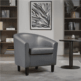 thumbnail image 3 of Renwick Faux Leather Barrel Accent Chair for Livingroom, Gray, 3 of 11