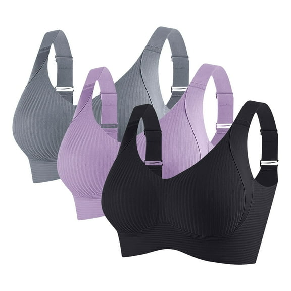 Lenago 3 Packs Women's Athletic Bras Sport Bra Padded Bra Wirefree Moisture Wicking High Impact Lightweight Breathable Bras Training Gym Weight Lifting Cycling