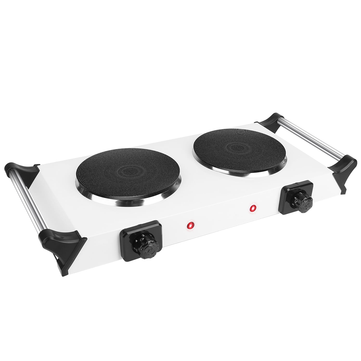 Moclever Portable Electric Stove 2000W Dual Burner Coil Heating Hot Plate Stove with 5 Temperature Adjustments, White