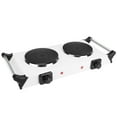 thumbnail image 2 of Electric Countertop Stove TeqHome Double Burner Hot Plate 2000W Portable Coil Heating Hot Plate for Cooking Electric Stove Top with 5 Temperature Adjustments Portable Handles Silver, 2 of 12