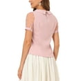 thumbnail image 3 of Allegra K Women's Polka Dots Peter Pan Collar Mesh Puff Short Sleeve Blouse, 3 of 6