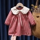 thumbnail image 1 of Vestidos para niñas bebés Solapa de encaje A cuadros Primavera Otoño Ropa informal para niños Vestido de princesa de manga larga Traje de fiesta de cumpleaños 90 (18-24M) Gao Jinjia LED, 1 of 2