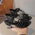 thumbnail image 5 of ITSAME Girls Sandals, Open Toe Low Block Heel Adjustable Strap Kids Fashion Party Princess Shoes Black 3.5M(Big Kids), 5 of 7