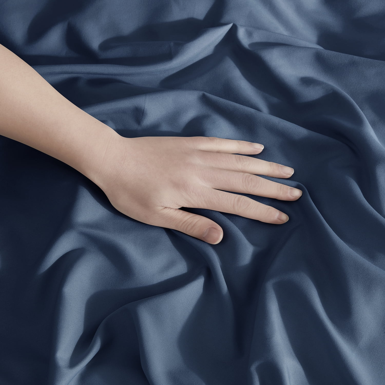 LammaLoe Duvet Cover Queen, Luxury Microfiber Bedding Sets with 2 Pillow Shams,Navy Blue