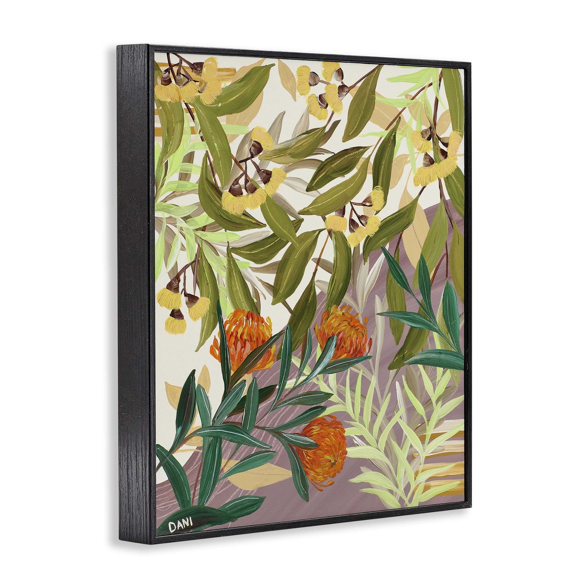Stupell Industries Walk With Me Florals Black Framed Giclee Art, design by Dani Heyward