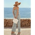 thumbnail image 3 of Ekouaer Wide Leg Jumpsuits for Women Casual Overalls Sleeveless Vacation Outfits One Piece Boho Printed Romper with Pocket, 3 of 6