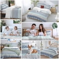 thumbnail image 5 of 3 Piece Boho Blue Aqua Duvet Cover Set Queen Size,Microfiber Comforter/Quilt Cover with Corner Ties and 2 Pillowcases,Geometric Stripes Tribal Bohemia Retro All Season Bedding with Zipper Closure, 5 of 8