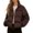 F01-Coffee, variant on FYDUU Women's Winter Coats Warm Short Puffy Coat Lightweight Thermal Insulated Jacket With Stand Collar Quilted Jackets Casual Outerwear Trendy Streetwear