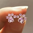 thumbnail image 2 of Paw Shape Stud Earring Fashion Cubic Zircon 14k Rose Gold Plated Women Jewelry, 2 of 5