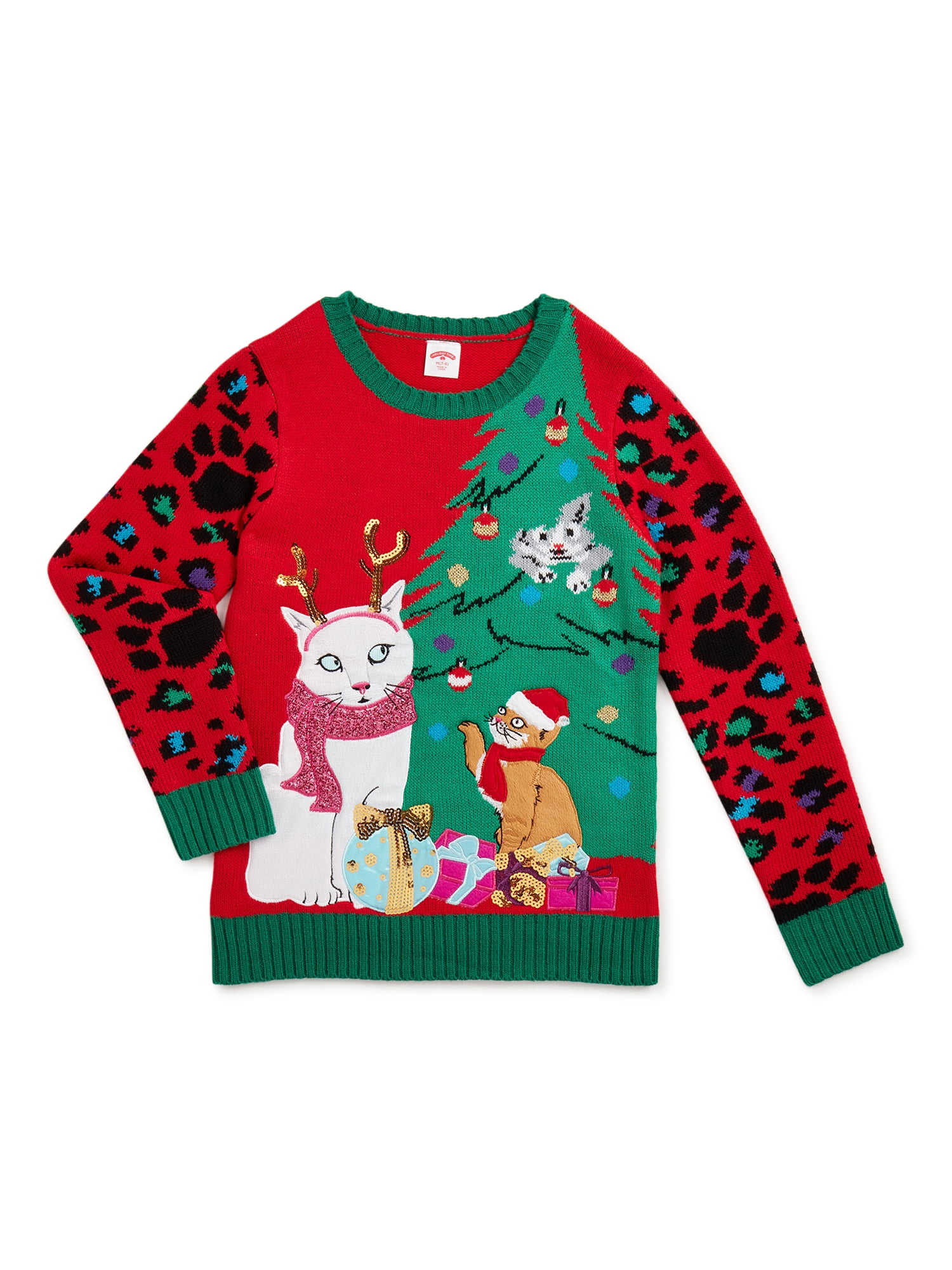 Holiday Time - Holiday Time Girls 3D Embellished Christmas Sweater, Sizes 4-18 &amp; Plus - Walmart