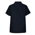 thumbnail image 5 of CHOK Hauts pour Femmes Grande Taille Manches Courtes Boutonné Col en V Été Mode Décontracté Uni Ample Chemises Blouse en Coton et Lin en Liquidation, 5 of 5