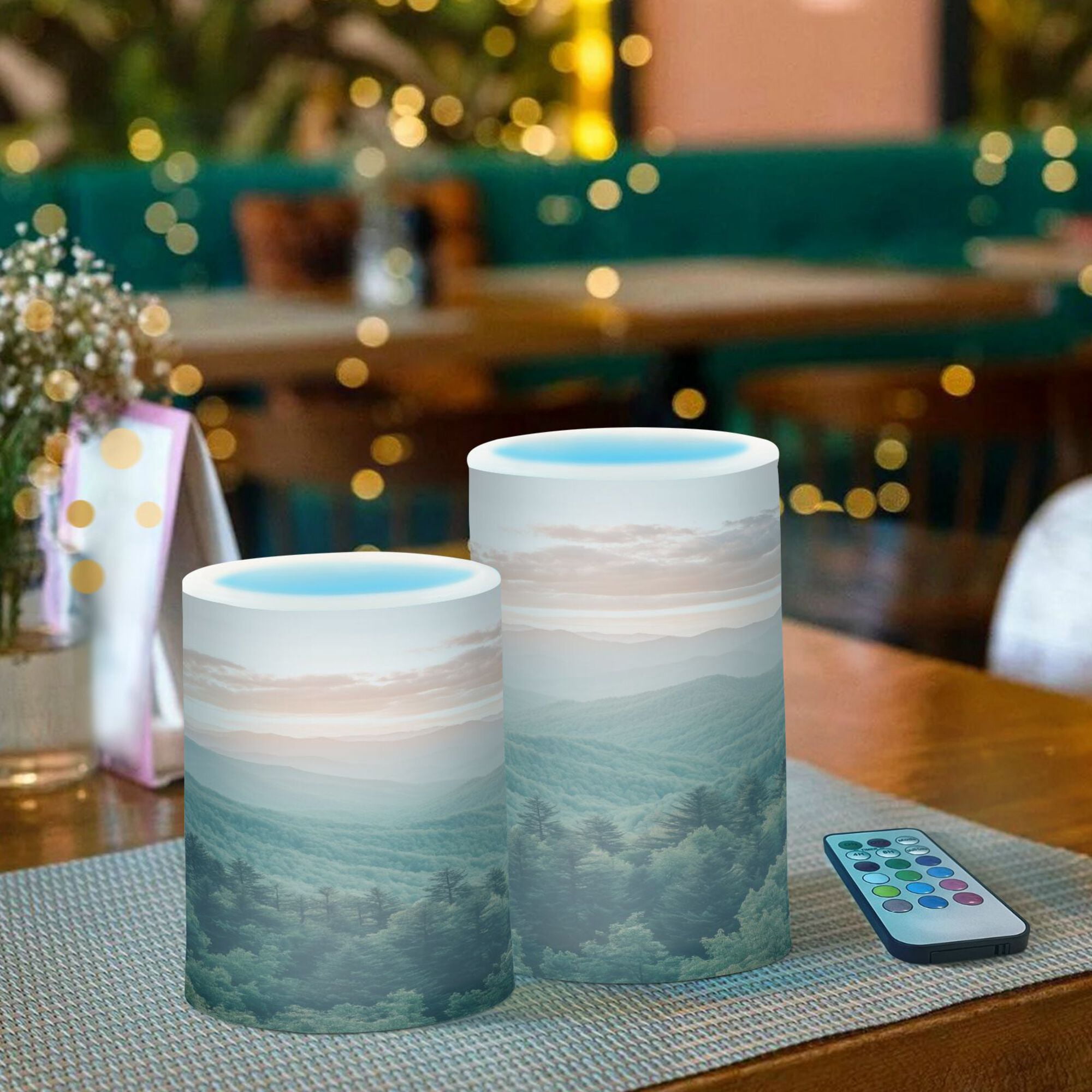 Yayeee Flameless Candles with Remote Flickering Battery Operated Multi Color Changing, Geometric Designs