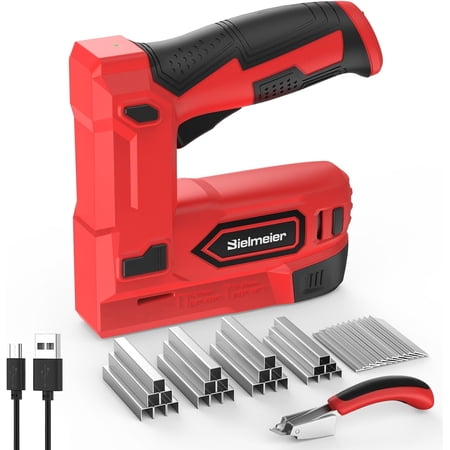 4V Cordless 2-in-1 Stapler/Nailer, with Led Light, Safety Striker Guard, Nails and Staples