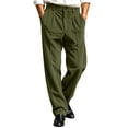 thumbnail image 5 of Thousandth Men's Corduroy Pants Classic Silm Fit Pleated Front Trousers with Belt Loops Casual Vintage Business Bottoms for Work, 5 of 7