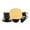 Swirl Yellow, variant on Stoneware Square 16pc Dinnerware Set, Inside Shiny Rose + Outside Matte Black