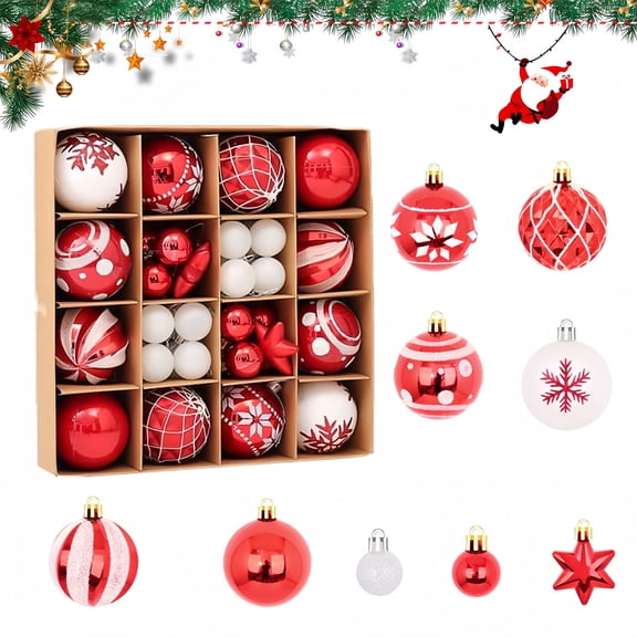 Behome 42 Pack Christmas Ball Ornaments, Shatterproof Xmas Tree Ornaments Set with Hanging Loop, Multicolor Xmas Ball Set for Xmas Tree, Holiday Party