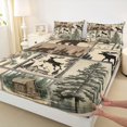 thumbnail image 4 of Castle Fairy Vintage Patchwork Wildlife King Sheets 4pcs,Bear Elk Pine Cabin Paw Bedding,Sepia Brown Cream,1 Fitted Sheet, 1 Flat Sheet and 2 Pillowcases, 4 of 6