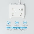 thumbnail image 5 of TROND Flat Plug Power Strip with USB C, 5FT Ultra Thin Long Extension Cord, 2 USB & 1 Type C, 3 AC Outlets Desktop Charging Station, Wall Mount Compact for Home, Work Bench White, 5 of 8