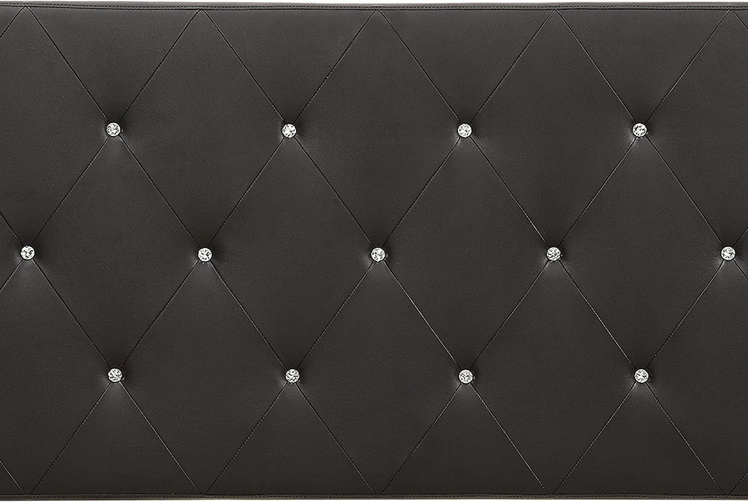 AC Pacific Queen Contemporary Crystal Diamond Tufted Upholstered Headboard, Black