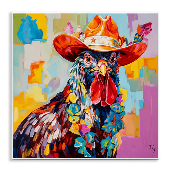 Stupell Industries Modern Cowboy Rooster Animals & Insects Painting Unframed Art Print Wall Art, 12 x 12