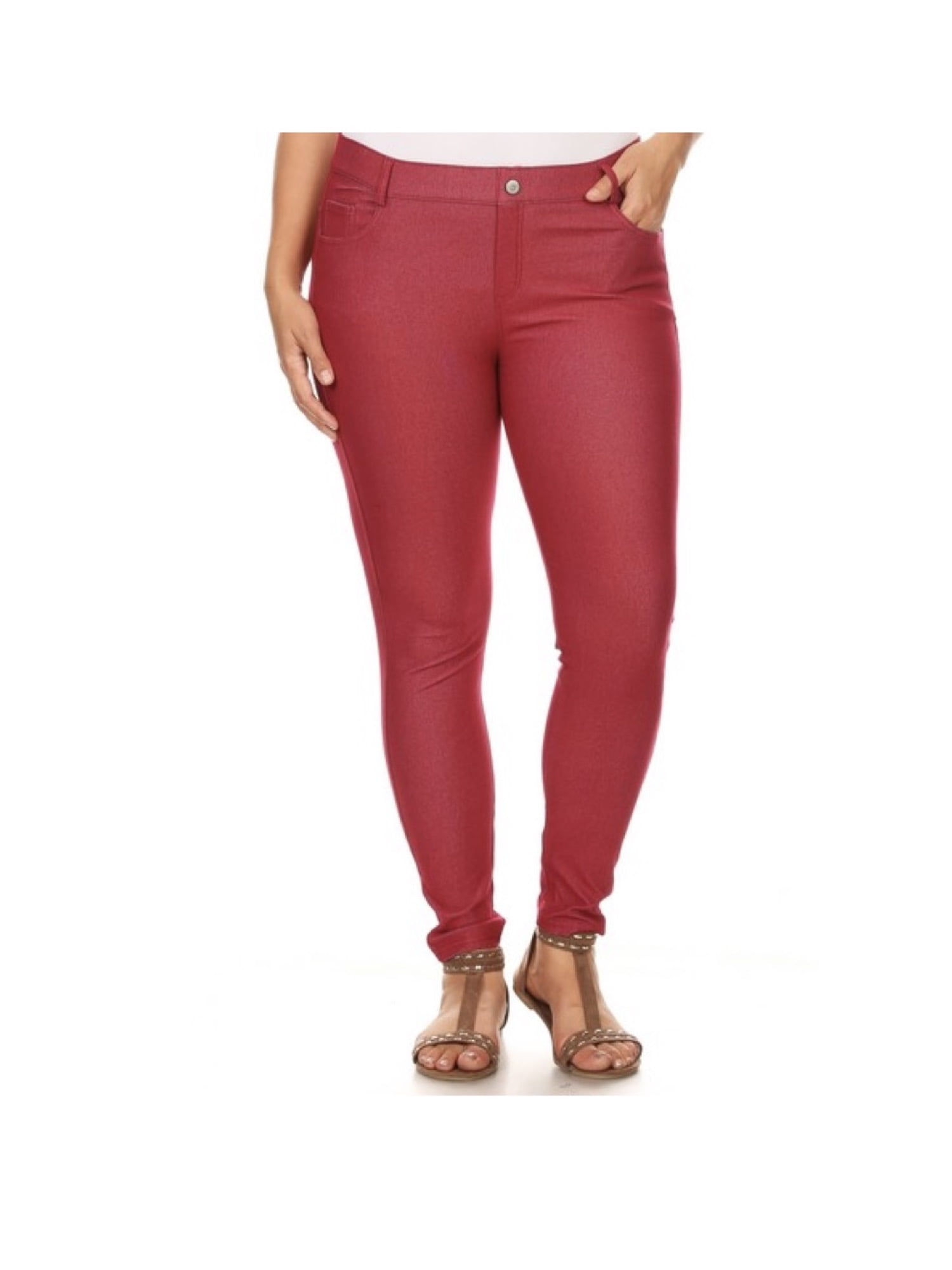 burgundy jeggings walmart