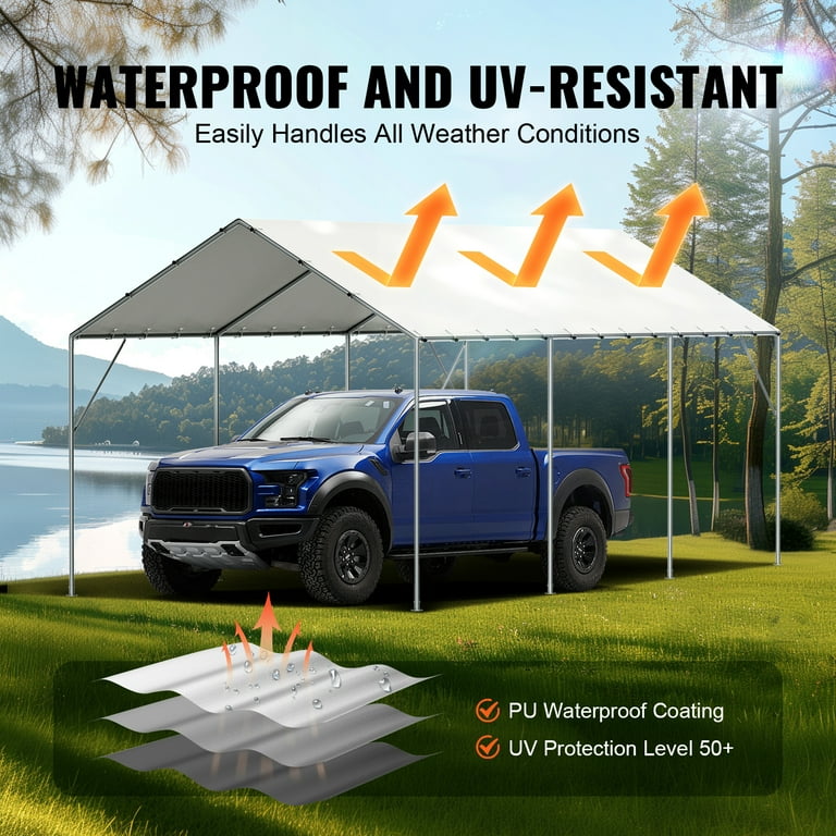 SKYSHALO Carport Replacement Canopy 10 x 20 ft Car Shelter Tent White Walmart