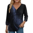 thumbnail image 2 of kytmyeq Women's V-neck Button Top, Women's Quarter Sleeved Top, Casual Daily Top, Fashionable Shirt Top, T-shirt Pullover, 2 of 6