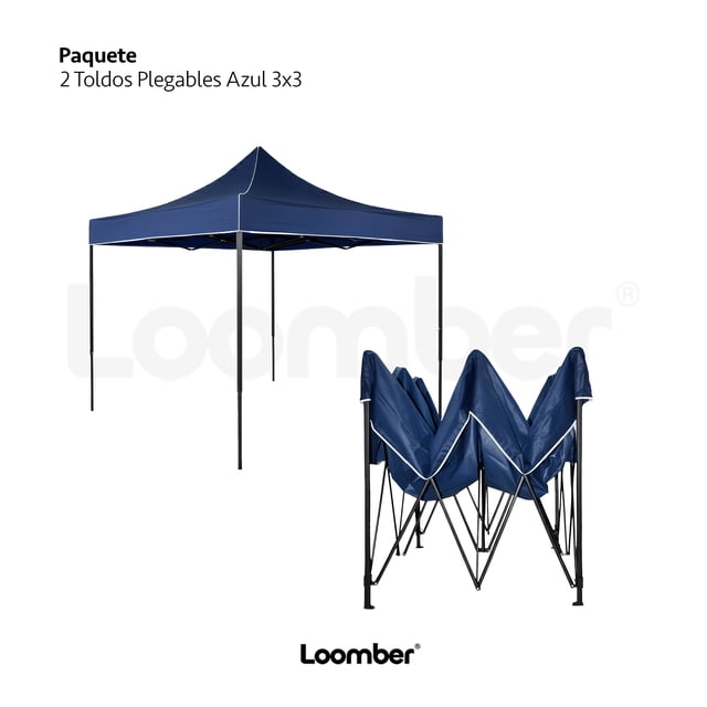 Combo 2 Toldos Impermeables y Plegables LOOMBER Padua Azul 3x3