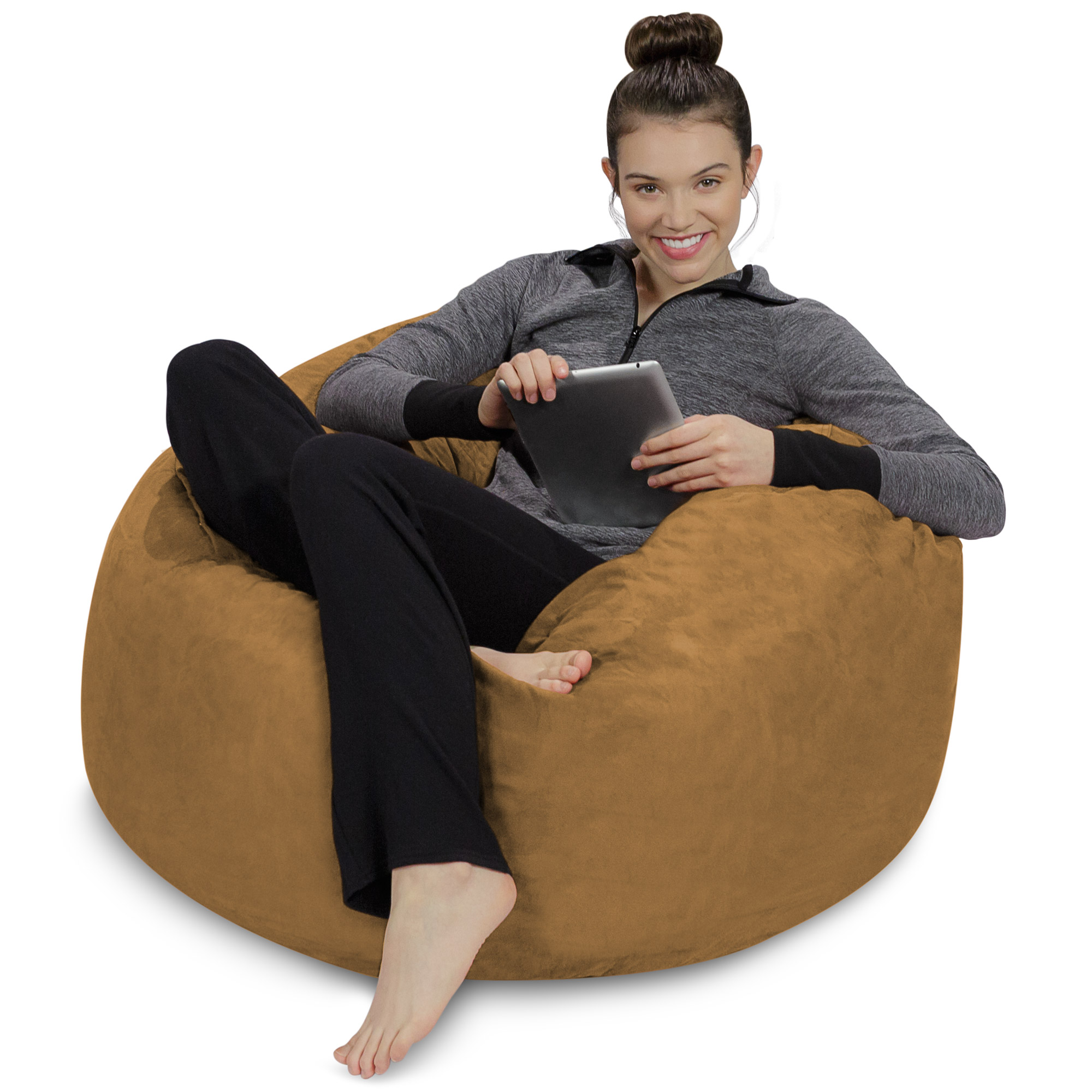 Sofa Sack Bean Bag Chair, Memory Foam Lounger with Microsuede Cover, Kids, 3 ft, Cocoa - image 4 of 5