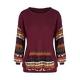 thumbnail image 1 of Más el tamaño de gota de hombro de Navidad Imprimir sudadera Rosegal  Mangas largas de talla grande, 1 of 5
