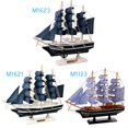 thumbnail image 2 of New Wooden Sailing Ship Mediterranean Style Home Decoration Handmade Carved Nautical Boat Model Gift, 2 of 4