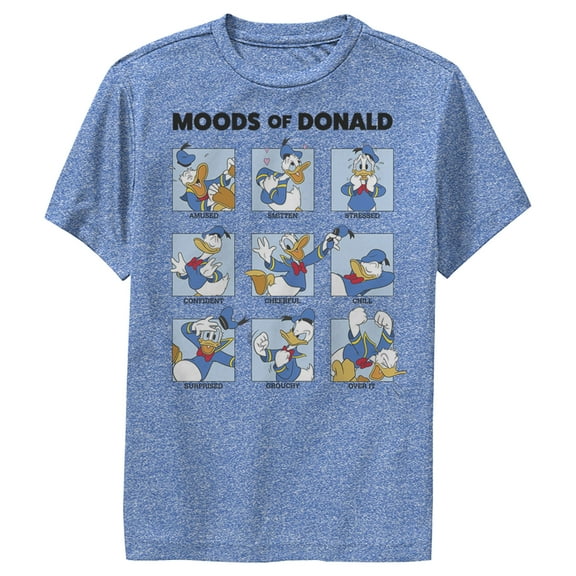 Boy's Mickey & Friends Moods of Donald Duck  Performance Graphic Tee Royal Blue Heather Large