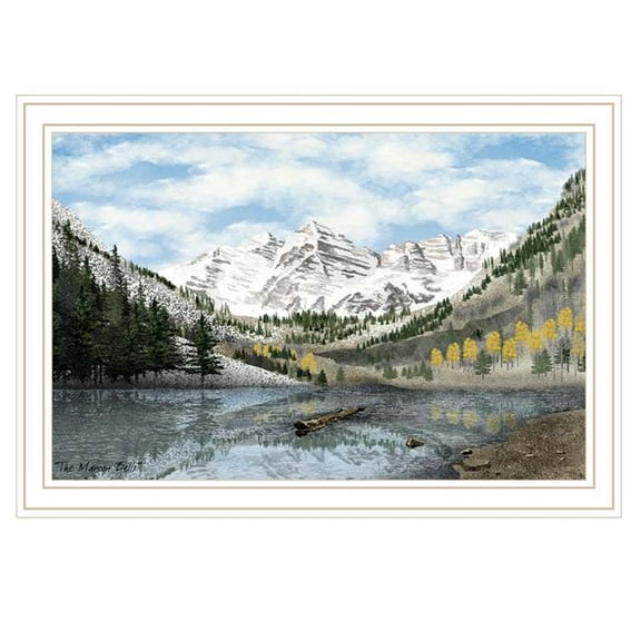HomeRoots 572031 Snowy Mountain Landscape White Framed Wall Art