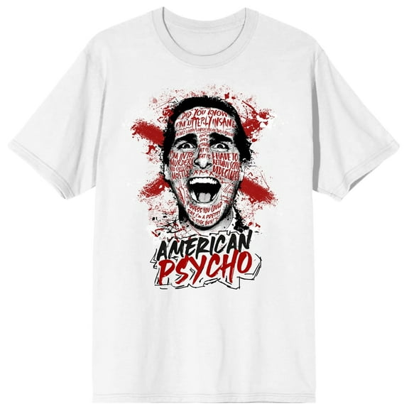 American Psycho Patrick Bateman Face Composed Art Women's White T-Shirt-Medium