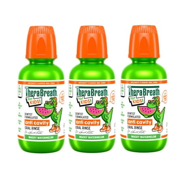 3 Pack - TheraBreath Kids Mouthwash with Fluoride, Organic Wacky Watermelon, Anticavity, 10 fl oz