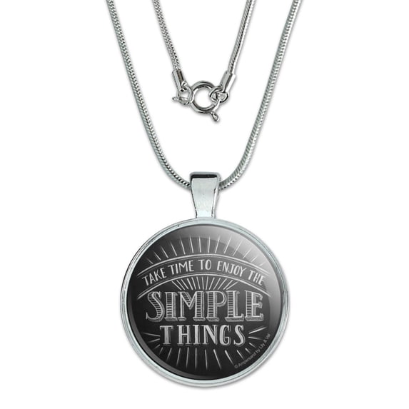Enjoy the Simple Things 1" Pendant with Sterling Silver Plated Chain